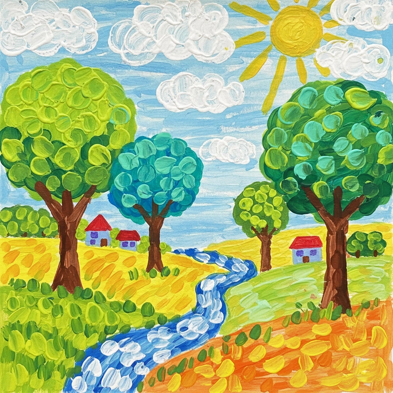 Tranh vẽ đồng quê mộc mạc giản dị