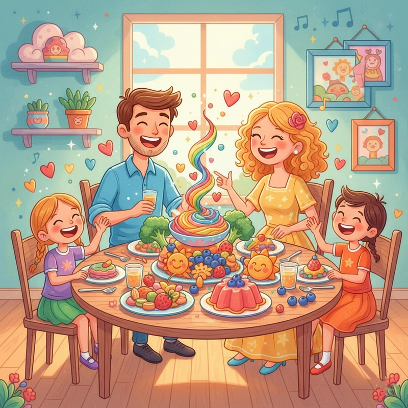 Tranh vẽ gia đình hạnh phúc cute