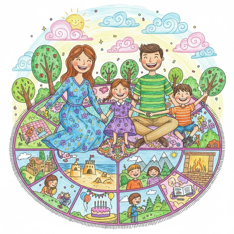 Tranh vẽ gia đình hạnh phúc hoạt hình