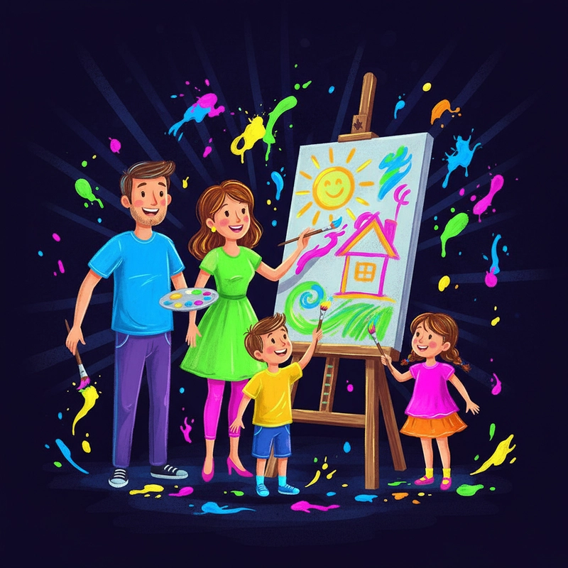 Tranh vẽ gia đình hạnh phúc