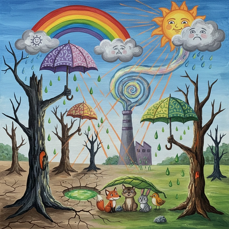 Tranh vẽ giảm thiểu biến đổi khí hậu dễ hiểu