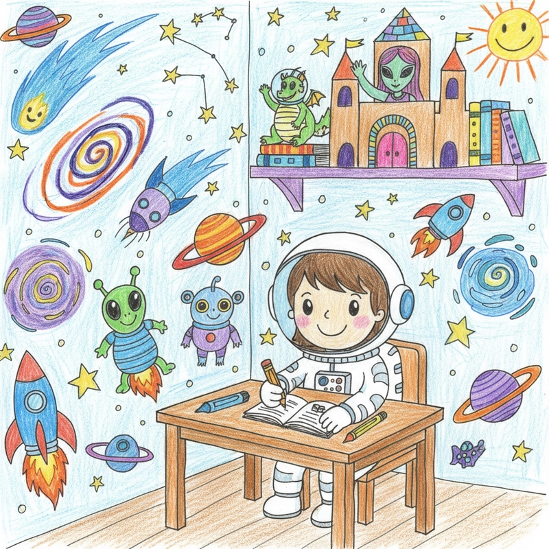 Tranh vẽ góc học tập cho bé