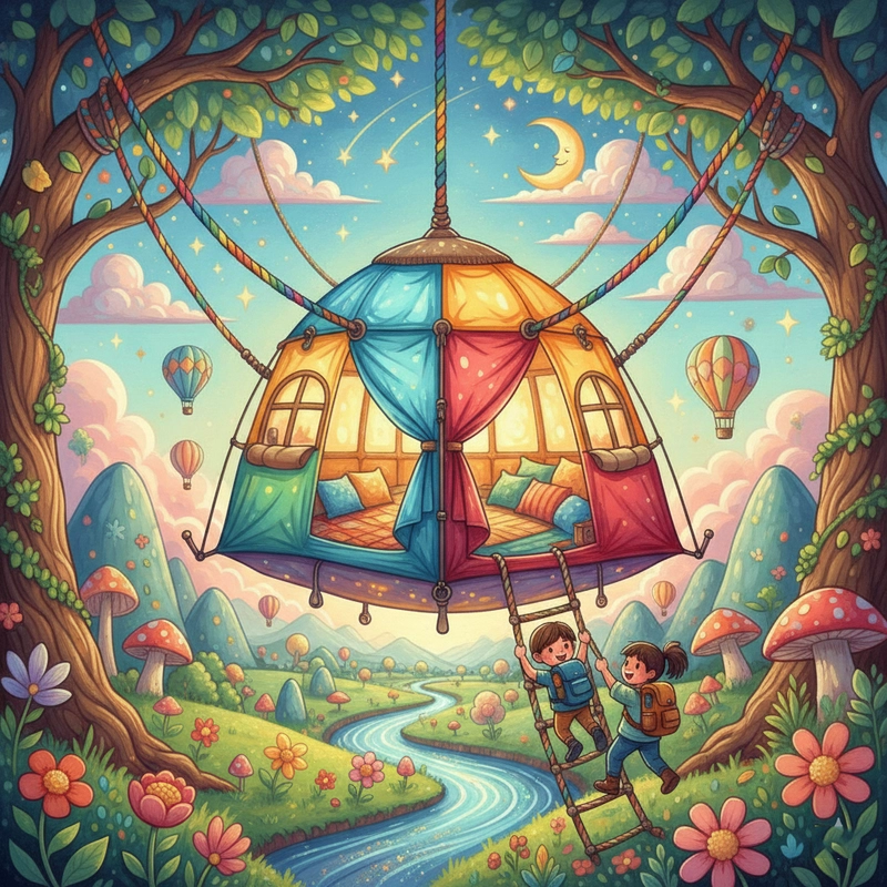 Tranh vẽ lều trại trong hoạt động ngoại khóa