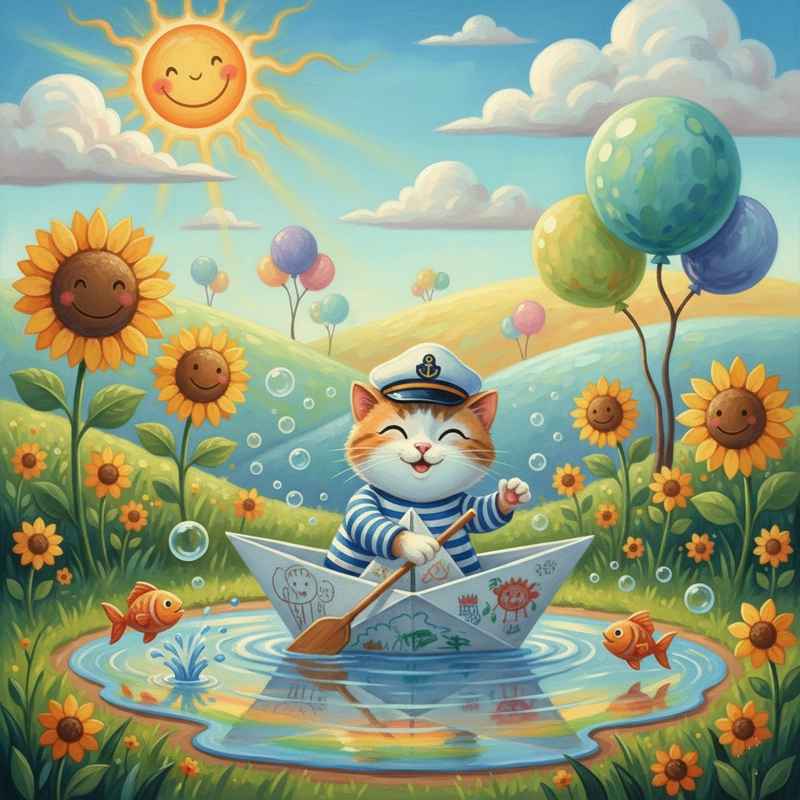 Tranh vẽ mèo cute dễ thương