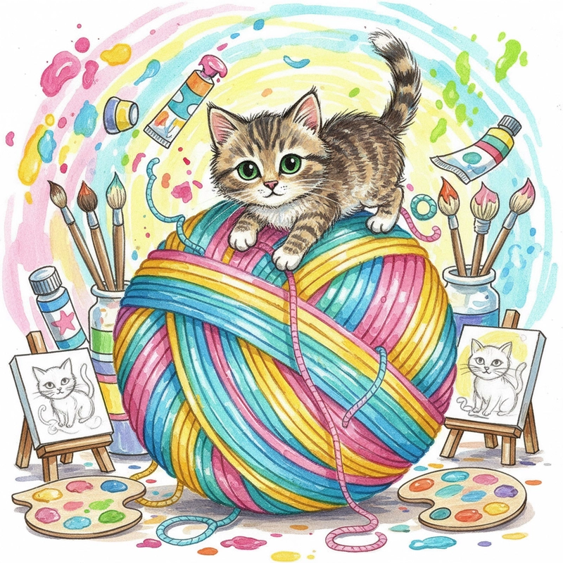 Tranh vẽ mèo cute sáng tạo