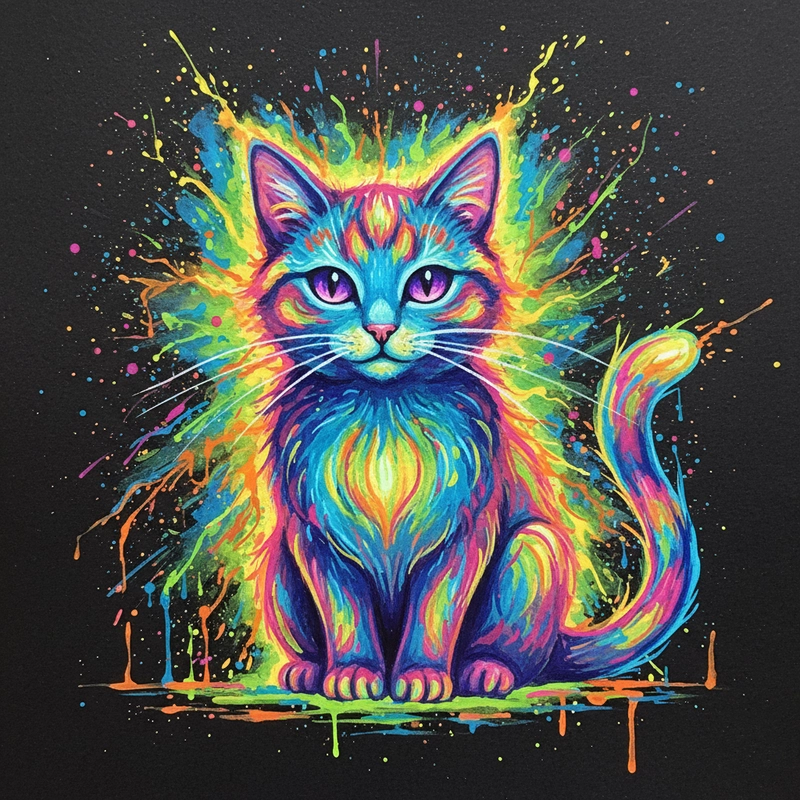 Tranh vẽ mèo đơn giản đẹp