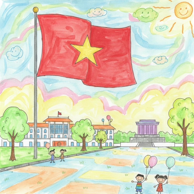 Tranh vẽ mùng 2 tháng 9 đơn giản