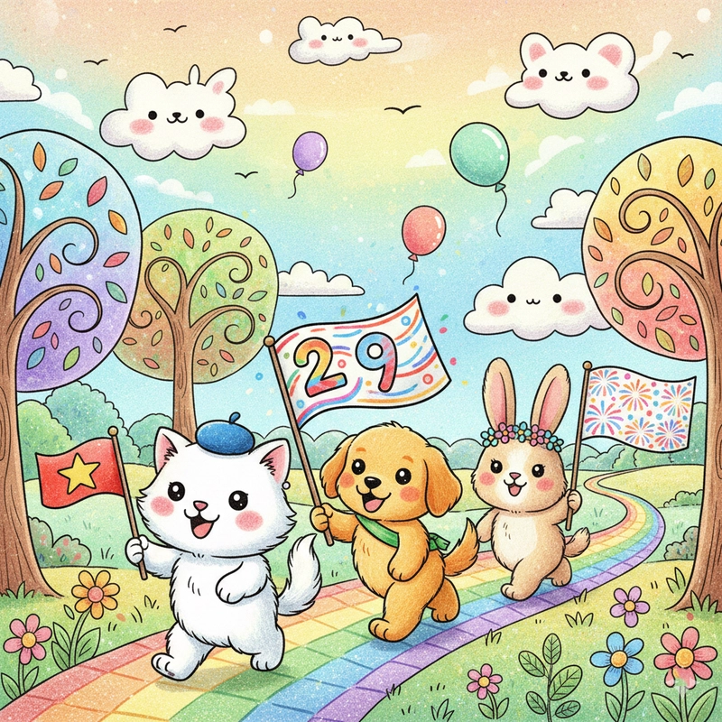 Tranh vẽ ngày 2 - 9 sinh động