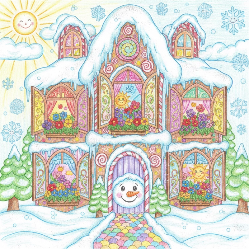 Tranh vẽ ngôi nhà 2 tầng