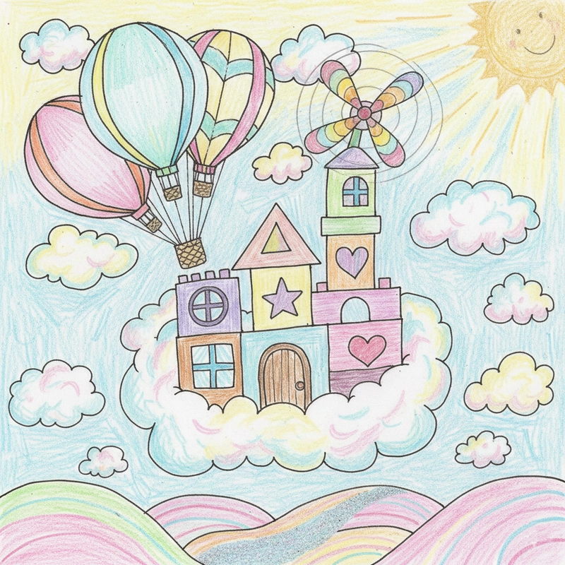 Tranh vẽ ngôi nhà của bé mầm non