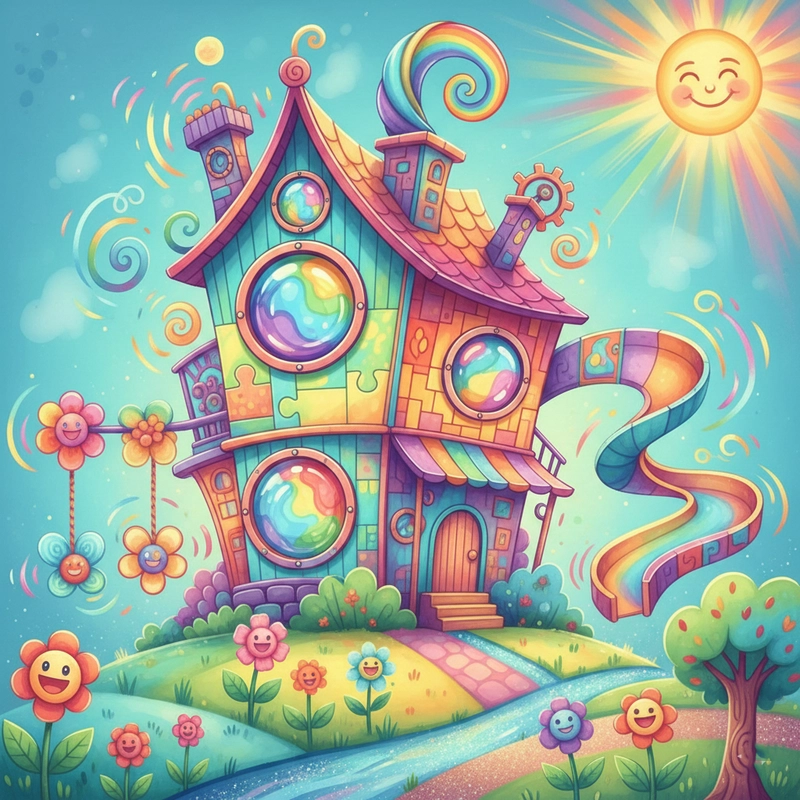 Tranh vẽ ngôi nhà đẹp nhiều màu