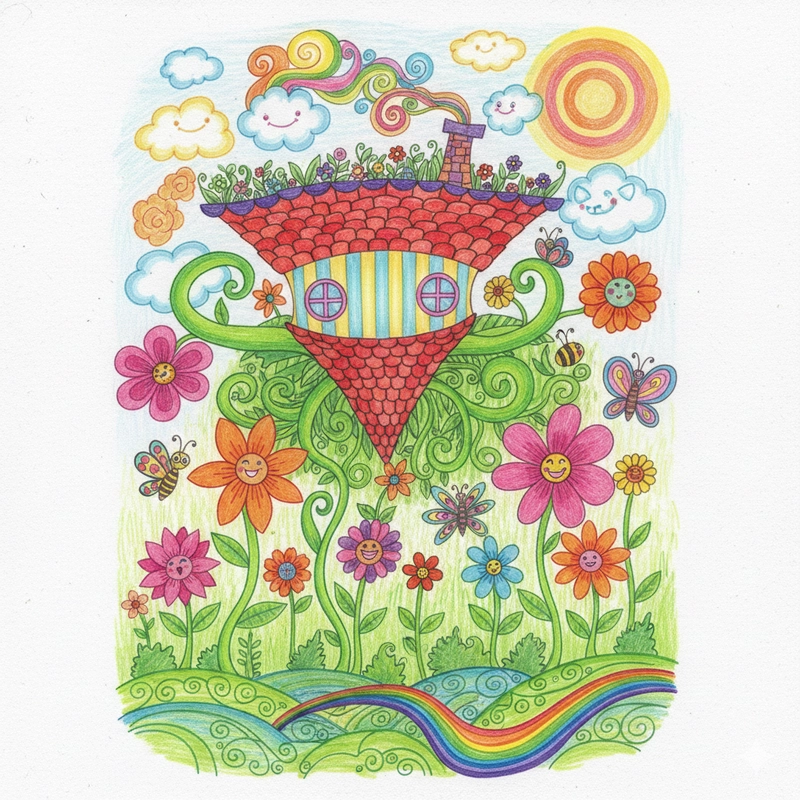 Tranh vẽ ngôi nhà mơ ước đẹp