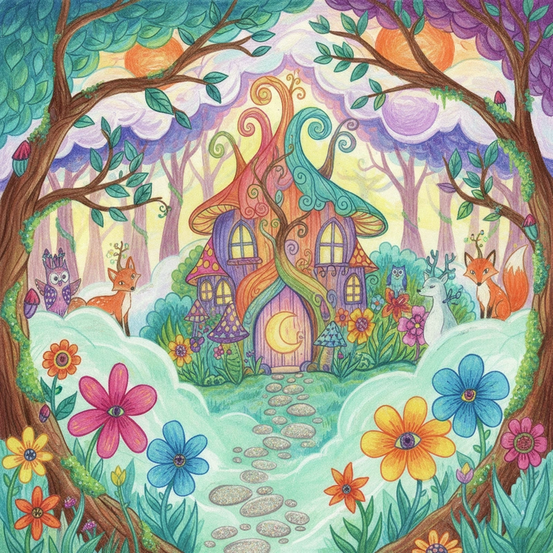 Tranh vẽ ngôi nhà trẻ thơ