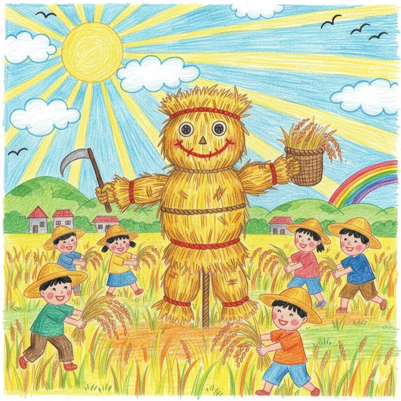 Tranh vẽ người nông dân đang gặt lúa bình dị