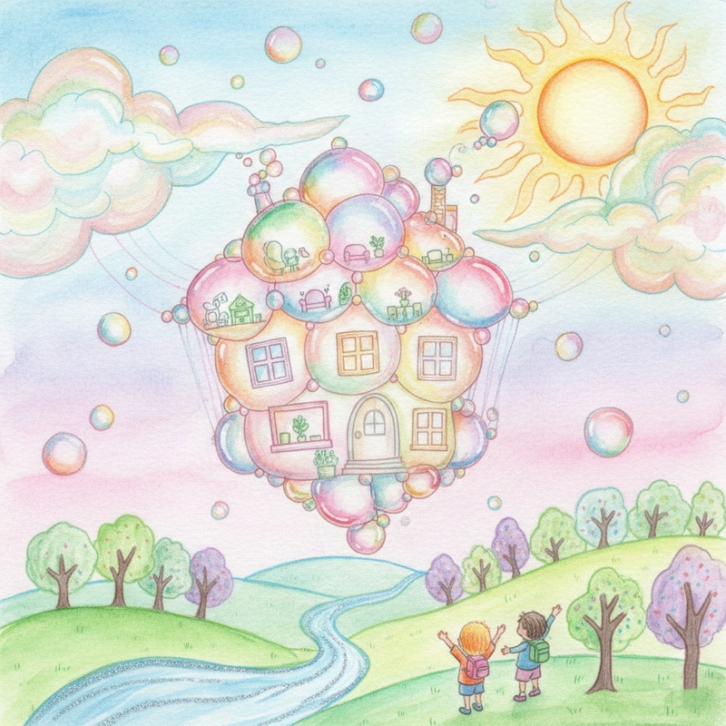 Tranh vẽ nhà 2 tầng đơn giản