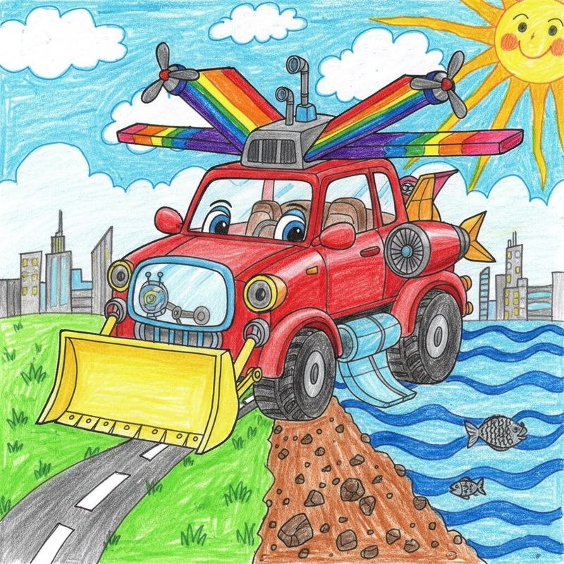 Tranh vẽ ô tô đơn giản mang cảm hứng ô tô mơ ước