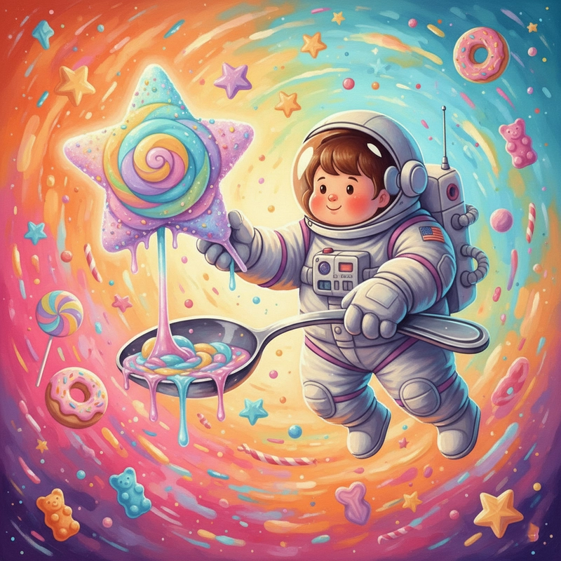 Tranh vẽ phi hành gia màu tươi sáng