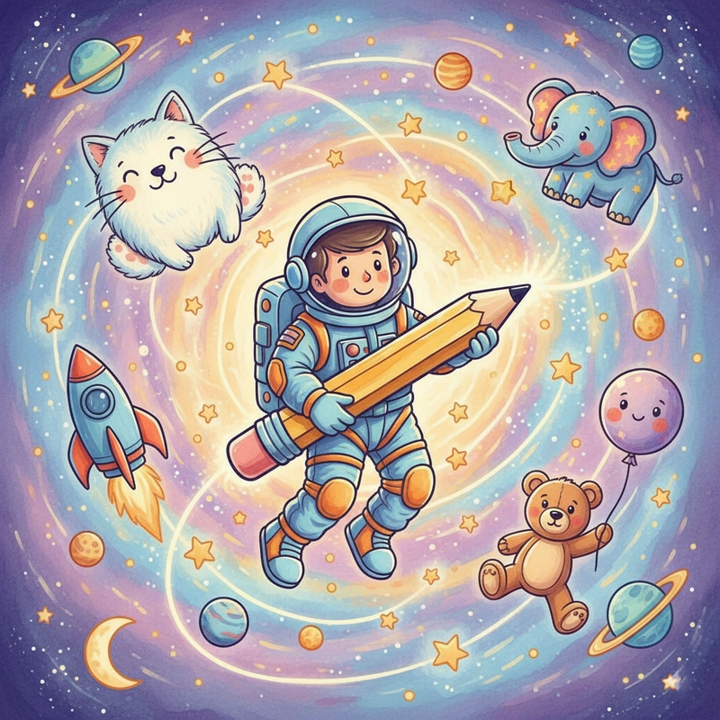 Tranh vẽ phi hành gia ngoài Vũ Trụ