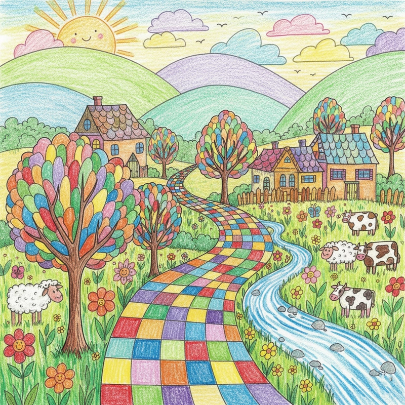 Tranh vẽ phong cảnh đồng quê màu sắc