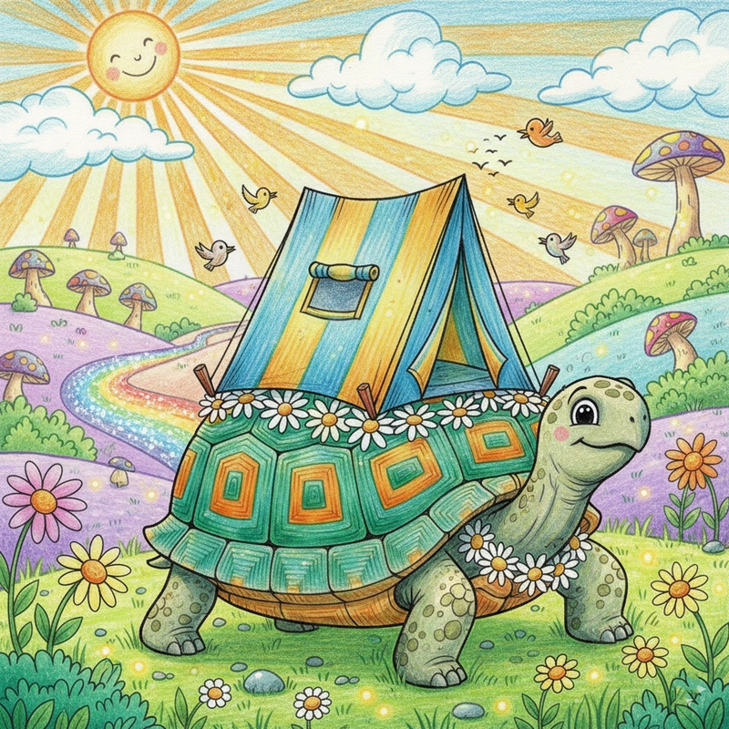 Tranh vẽ trang trí lều trại sáng màu