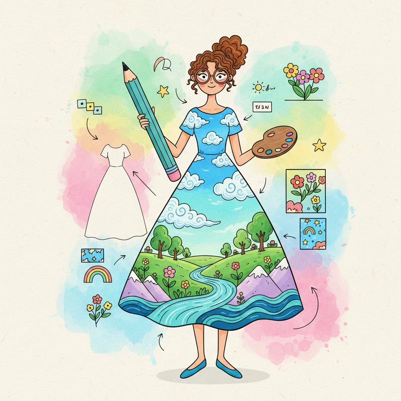 Tranh vẽ ước mơ thiết kế thời trang