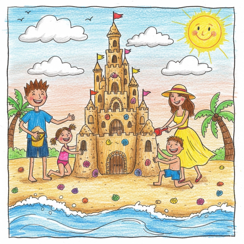 Tranh vẽ về gia đình hạnh phúc đơn giản