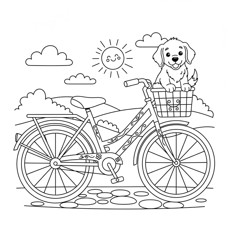 Tranh xe đạp tô màu đẹp