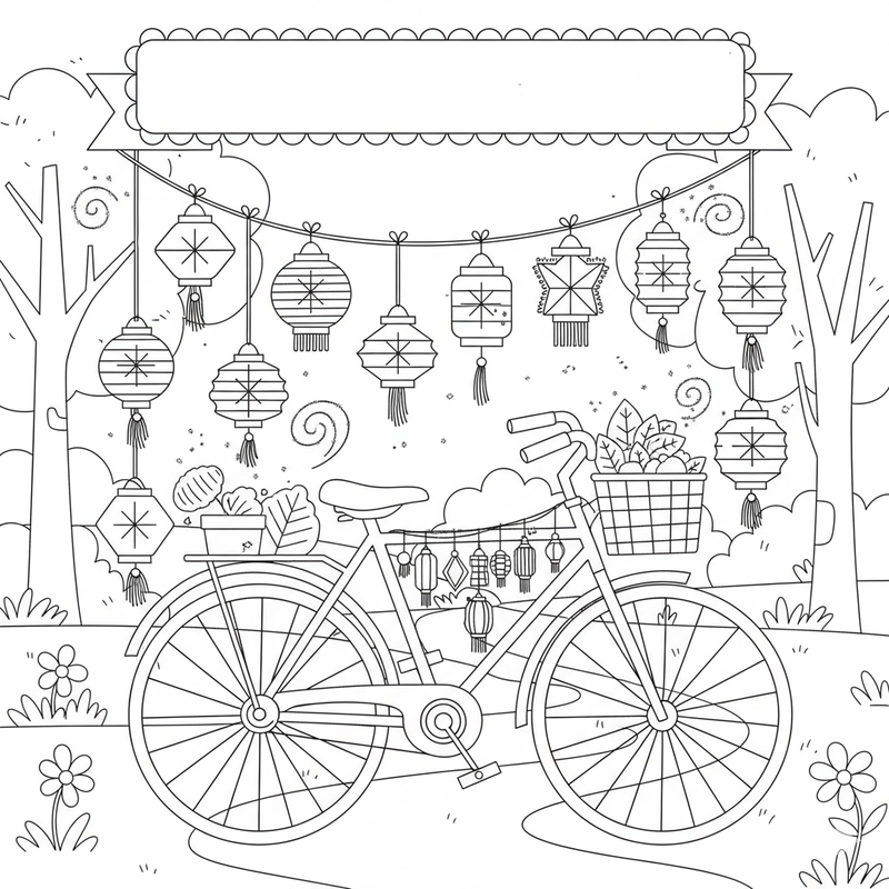 Tranh xe đạp tô màu đơn giản