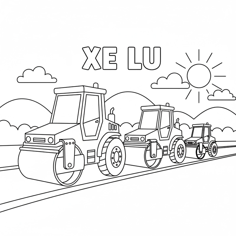 Tranh xe lu tô màu thú vị