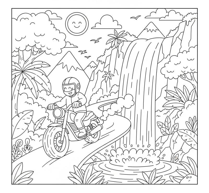 Tranh xe máy tô màu sáng tạo