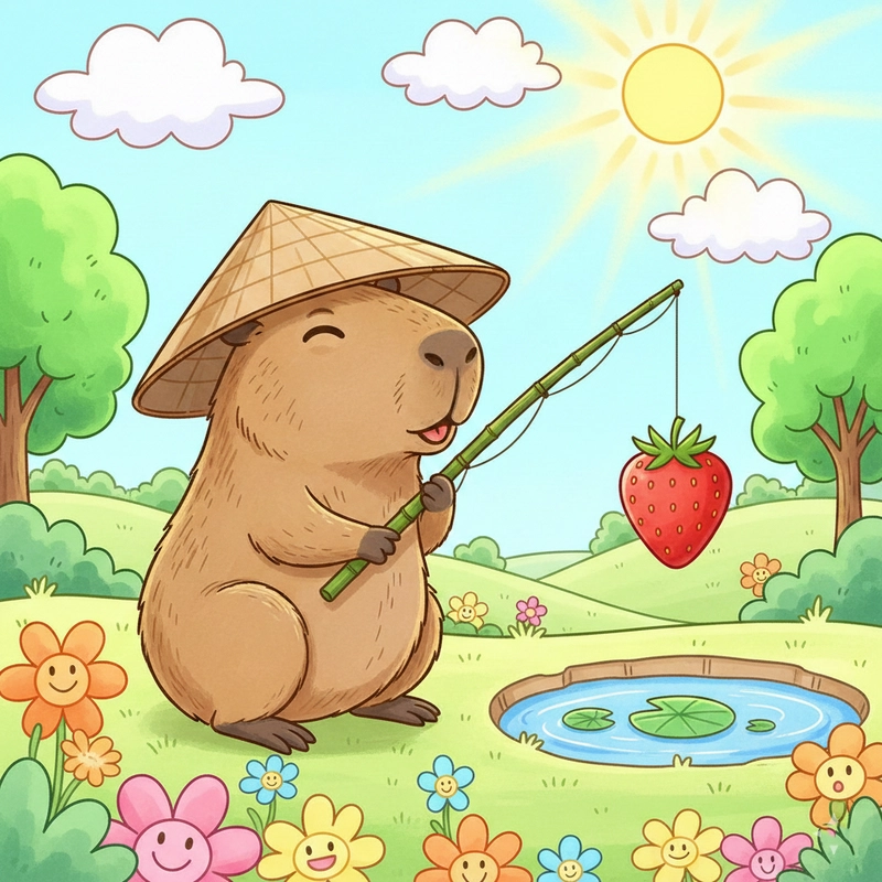 Vẽ Capybara cute kiểu minh họa dễ vẽ