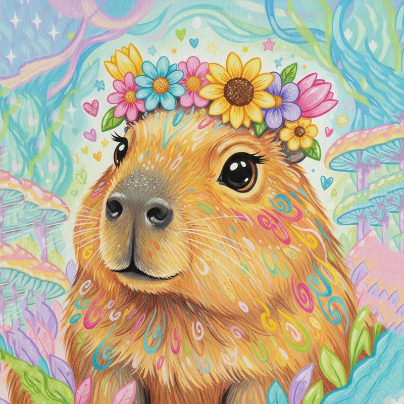 Vẽ Capybara cute phong cách hoạt hình