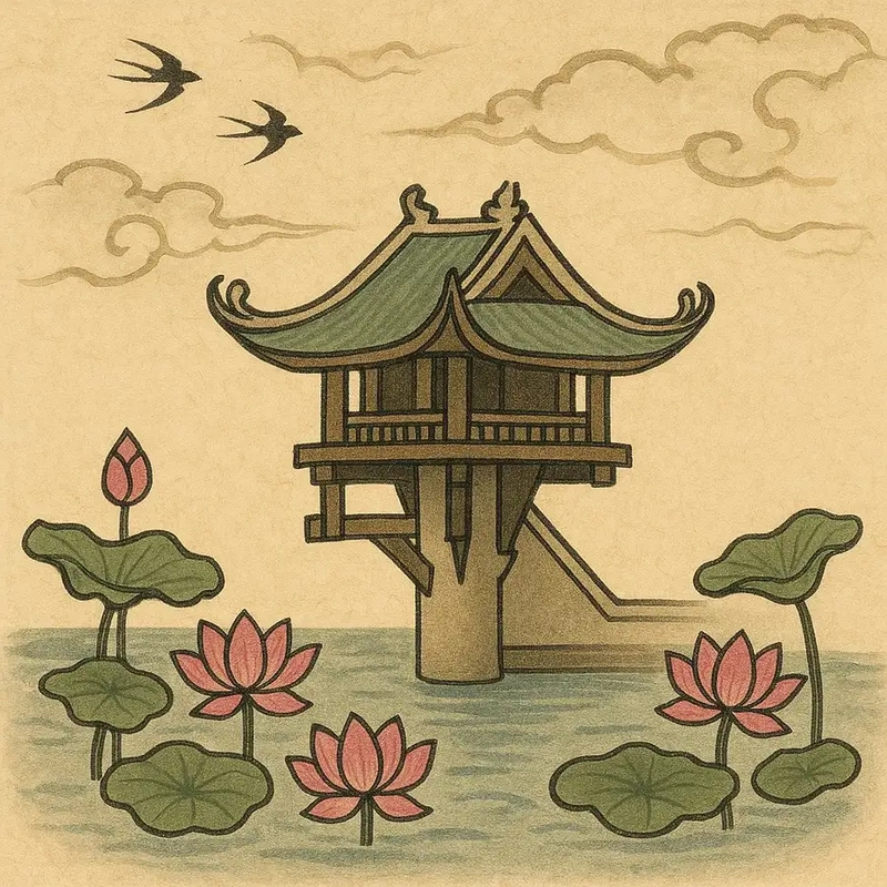 Vẽ Chùa Một Cột theo phong cảnh