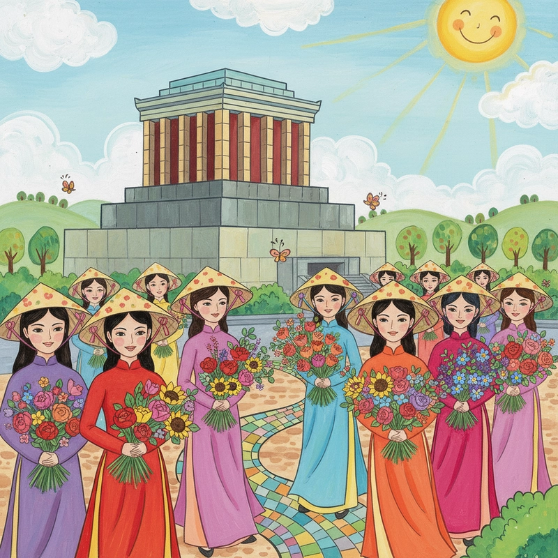 Vẽ Lăng Bác đơn giản theo nét cơ bản