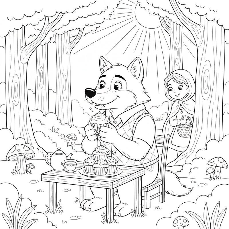 Vẽ cô bé quàng khăn đỏ đơn giản