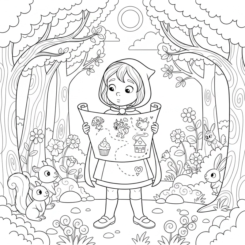 Vẽ cô bé quàng khăn đỏ sáng tạo