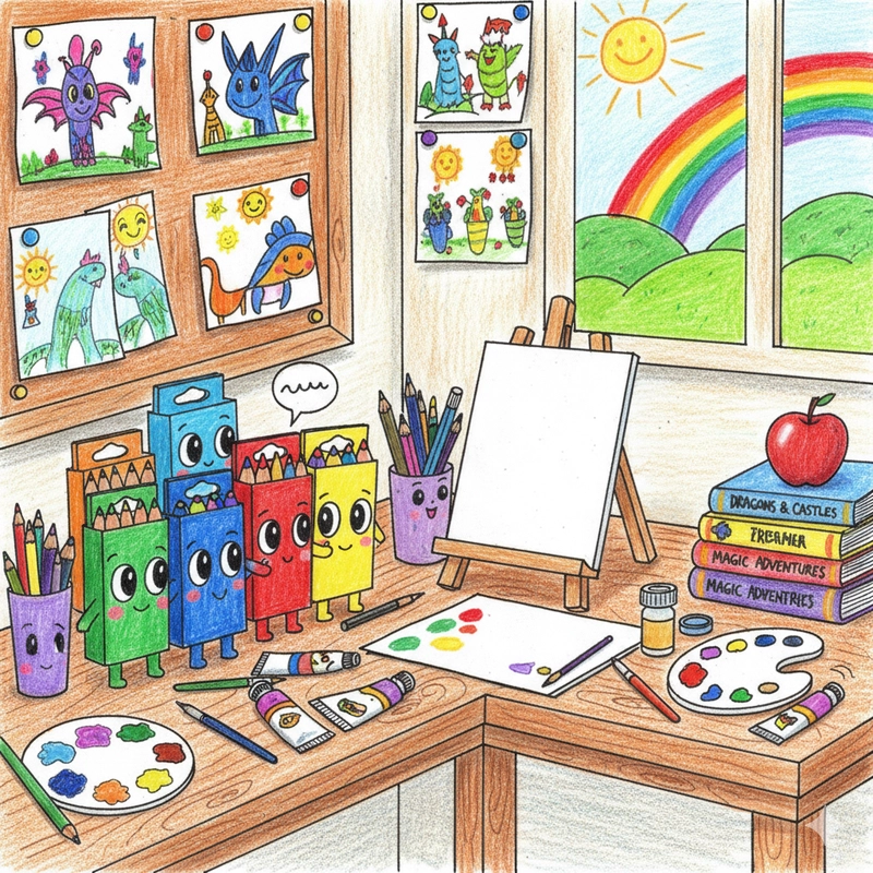 Vẽ góc học tập lớp 6 đơn giản