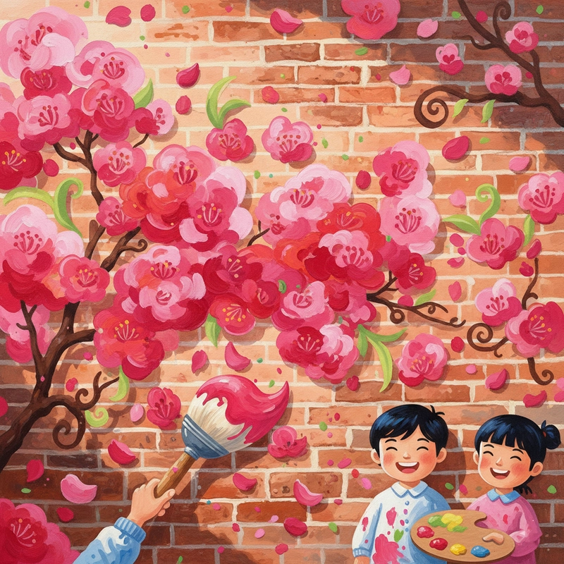 Vẽ hoa đào xứ Lạng theo phong cách tự do