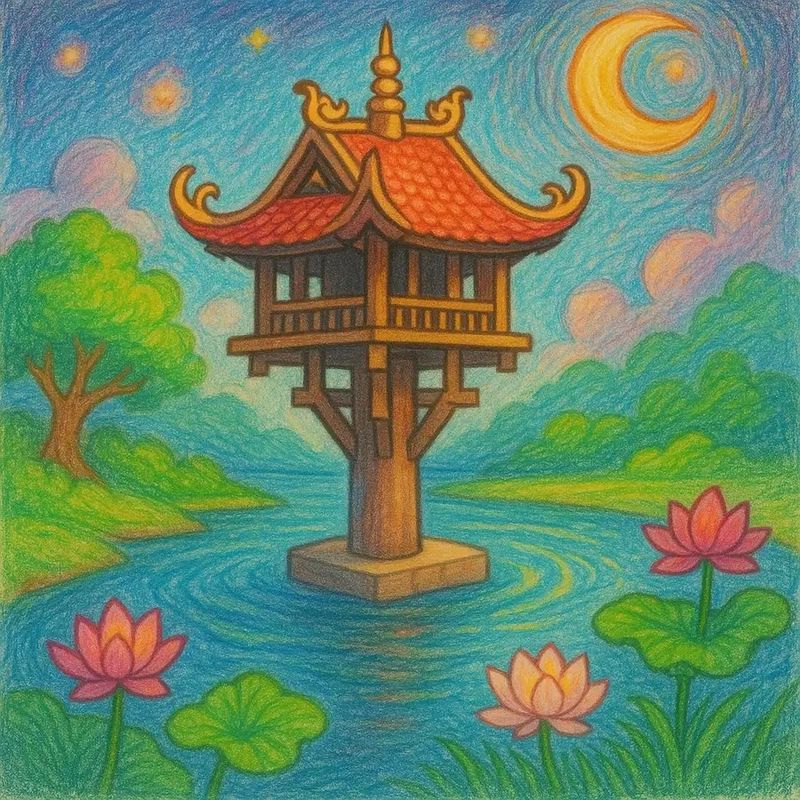 Vẽ phong cảnh có Chùa Một Cột