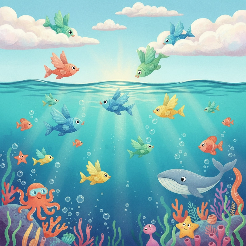 Vẽ sinh vật biển trong đại dương