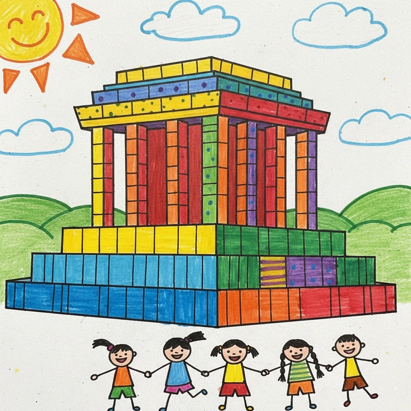 Vẽ tranh Lăng Bác dễ thực hiện