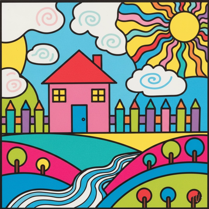 Vẽ tranh đồng quê đơn giản