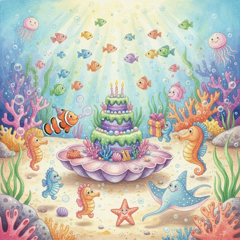 Vẽ tranh dưới đáy đại dương đơn giản