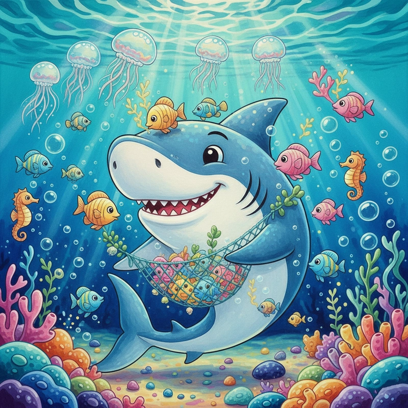 Vẽ tranh dưới đáy đại dương phong cách cute