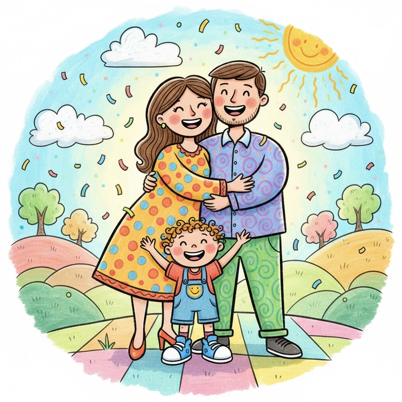 Vẽ tranh gia đình hạnh phúc ấm áp