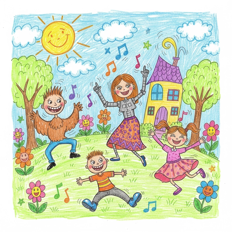 Vẽ tranh gia đình hạnh phúc nhẹ nhàng