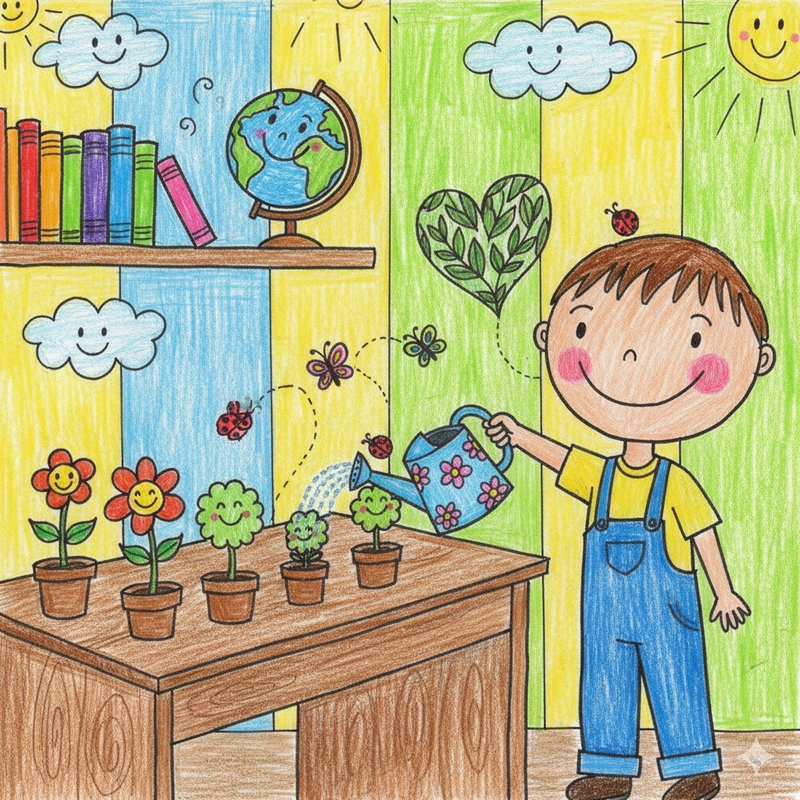 Vẽ tranh góc học tập cơ bản