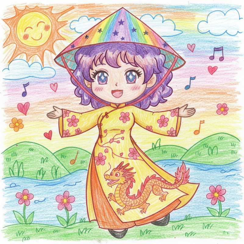 Vẽ tranh hoạt hình cute phong cách anime