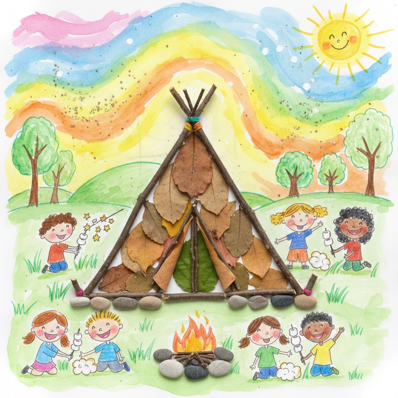 Vẽ tranh lều trại đơn giản cho thiếu nhi