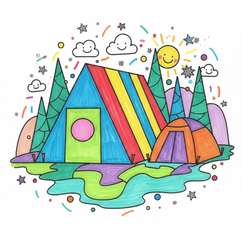 Vẽ tranh lều trại phong cách dễ vẽ